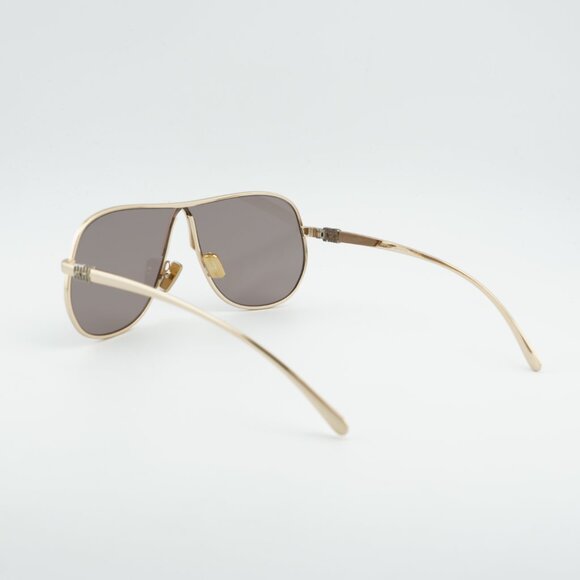 Miu Miu MUA56S 5AK20I Sunglasses Gold Geometric Frame, Purple Brown Lenses main image 9